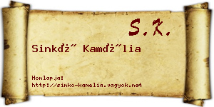 Sinkó Kamélia névjegykártya